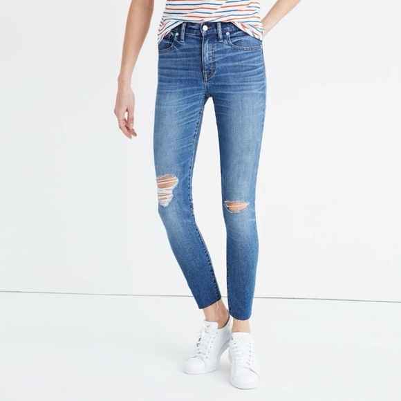 Madewell 9” High Rise Skinny Crop Distressed Jeans Bruce Wash 26 - Picture 1 of 16